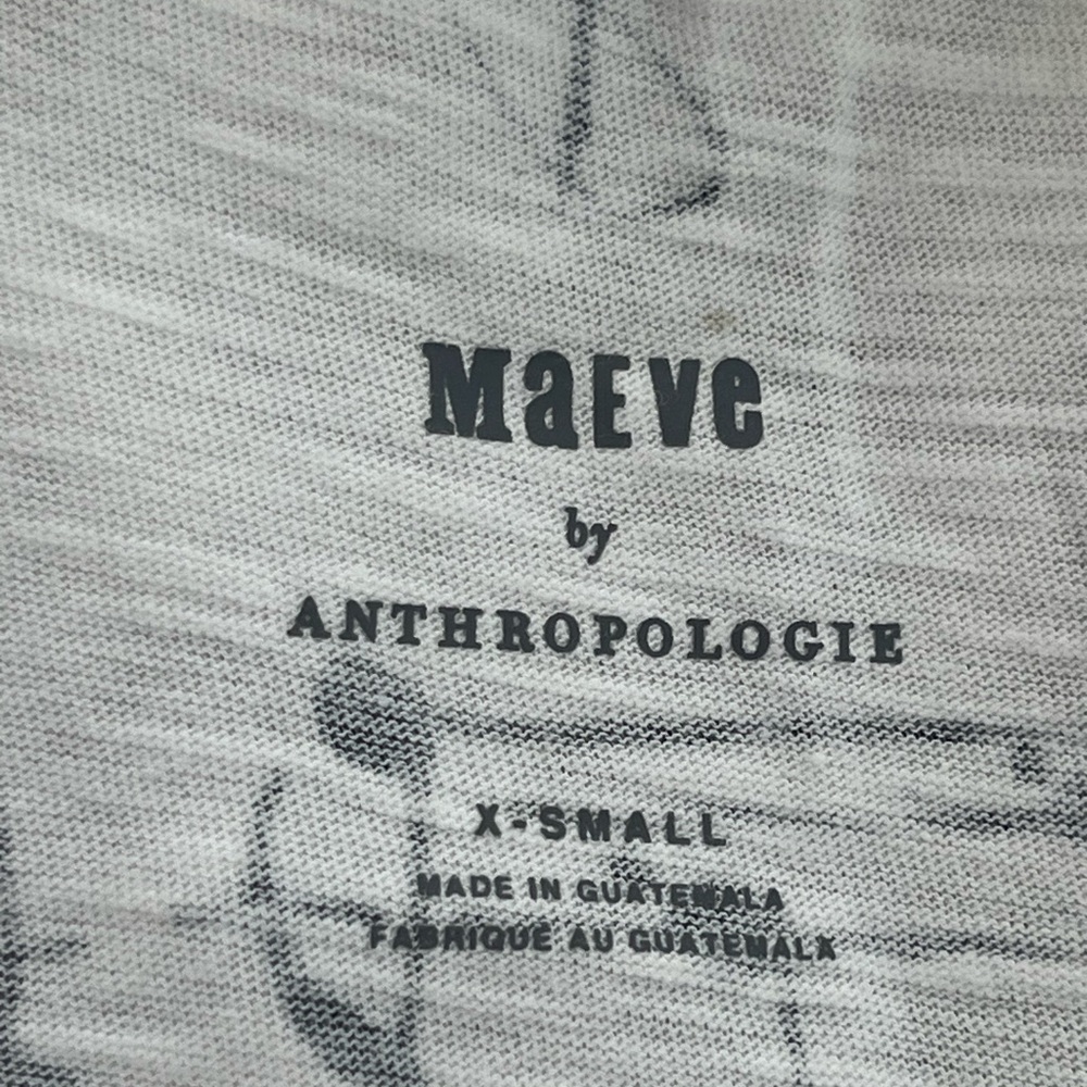 Maeve Anthropologie White Music Note Graphic Tee Artsy Cropped XS - Picture 5 of 6